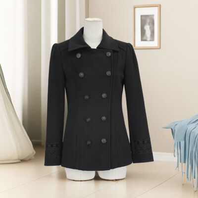 秋冬爆款女经典双排扣纯色