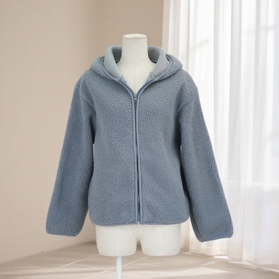 秋冬女羊羔绒连帽拉链显瘦保暖外