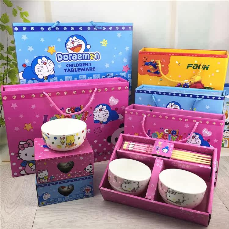 哆啦A梦筷一套装儿童可爱卡通礼盒宝宝满月结婚回礼陶瓷碗盘餐具|ruв категории посуда, посуда, чаша - от Buy2taobao.com для оказания профессиональной услуги покупки агента Taobao