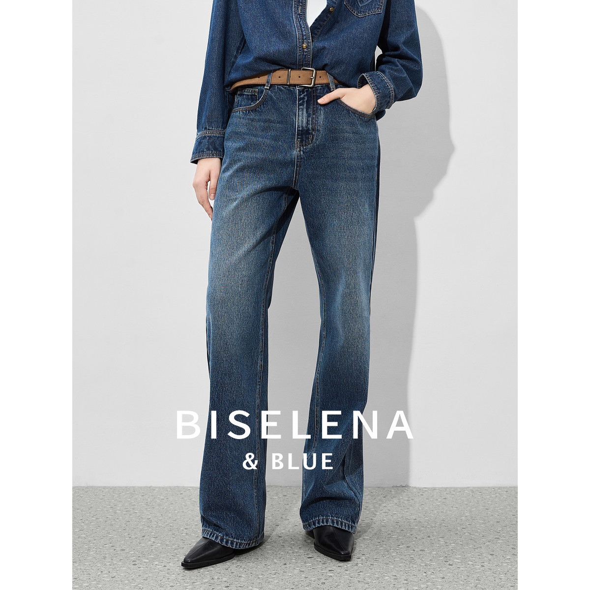 贝茜妮"CHIC Denim"复古水洗直筒牛仔裤女2026夏季新款设计感裤子