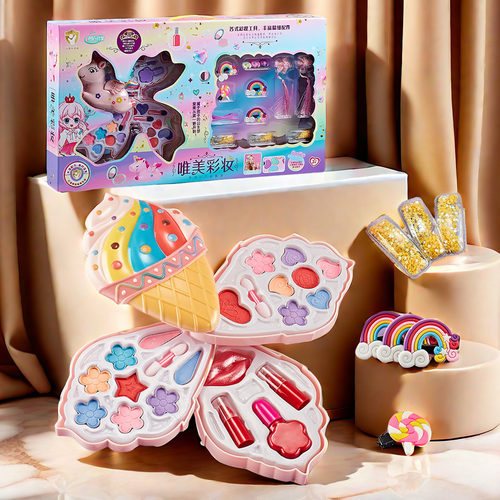 升级适合儿童化妆品套装礼盒女孩彩妆发夹饰品公主生日礼物玩具