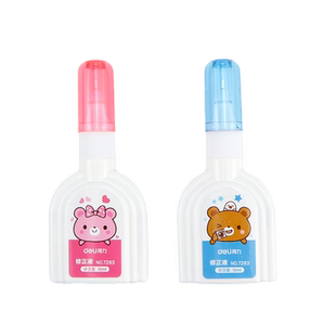 得力7283涂改液学生用无痕修正液去字消小学生速干改正液大容量白色修改液笔快干钢笔字改字15ml 款式随机