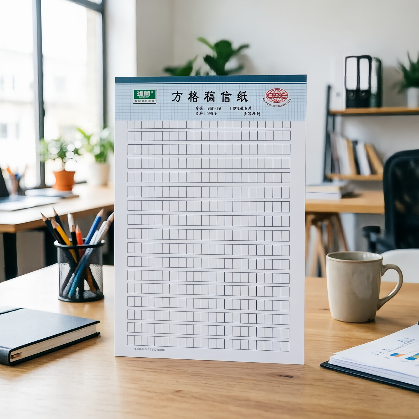 3本强林 930-16 信纸16K方格稿信纸(500格) 报告纸 信封纸 格线纸25张/本 共75张 绿色