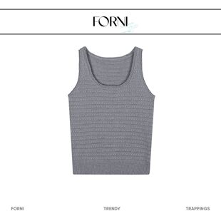 FORNI/YOYO “小山茶”兔毛绵羊毛针织衫背心吊带肌理感外穿上衣
