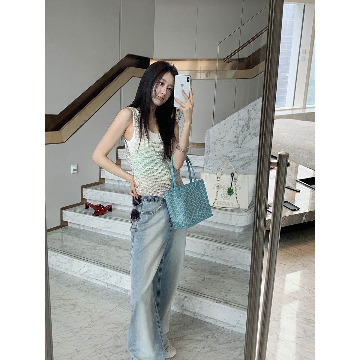 FORNI/YOYO 春天修炼手册 轻薄镂空编织背心女休闲时尚百搭可外穿