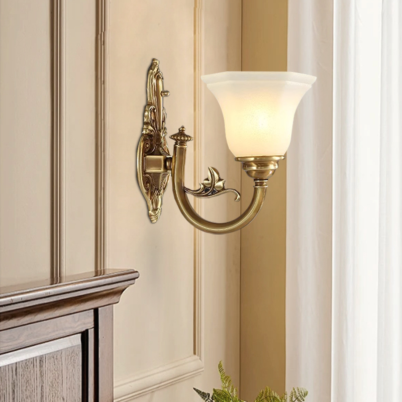 美式全铜壁灯床头灯中古风客厅电视背景墙灯过道玄关灯简约走廊灯