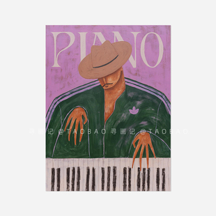 poster画心海报 art 文艺小众抽象钢琴人物艺术纸质装 饰画print