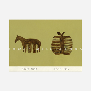 小众文艺抽象梳子纸质装饰挂画替换内芯心打印横板法式中古Poster