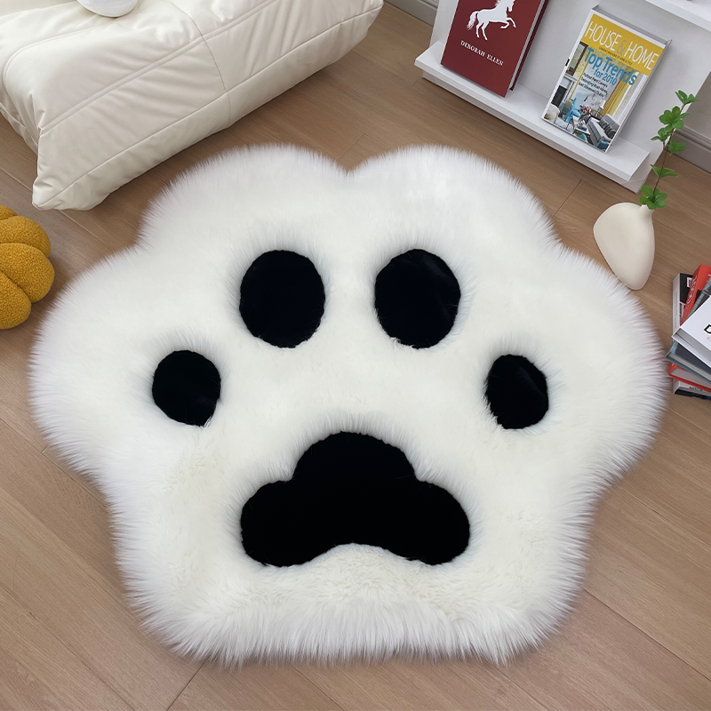 加厚仿羊毛异形猫爪地毯卧室床边毯熊掌小脚印床前毯网红拍照地垫