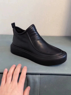 男鞋秋季2025新款真皮透气高帮板鞋厚底男士皮鞋英伦休闲马丁靴子