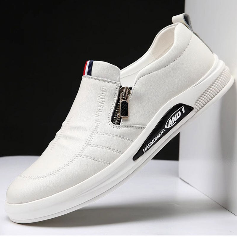 皮鞋男款夏季透气一脚蹬男鞋2025新款休闲运动男士板鞋增高小白鞋