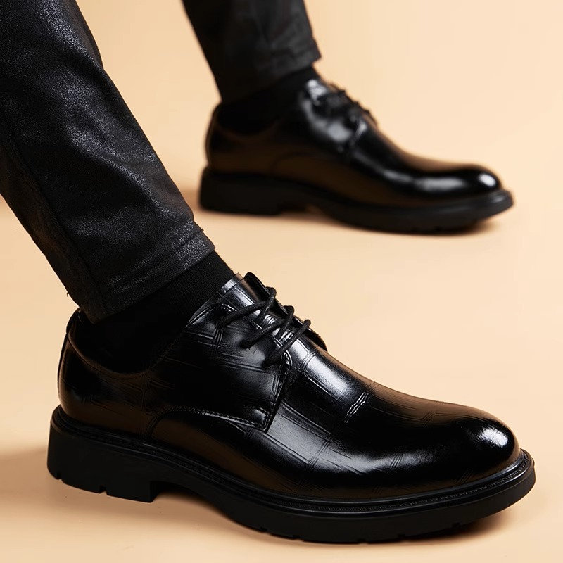 皮鞋男款秋冬2024新款商务正装真皮透气男鞋英伦增高男士休闲鞋子