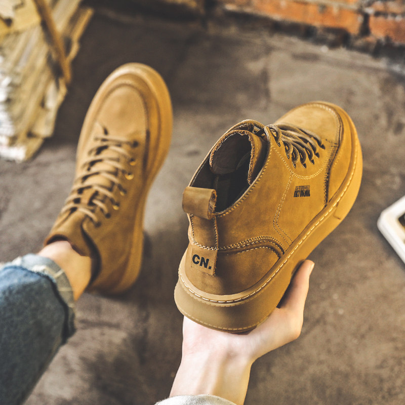 马丁靴男款中帮秋季透气2025新款男士皮鞋雪地大黄靴高帮工装短靴