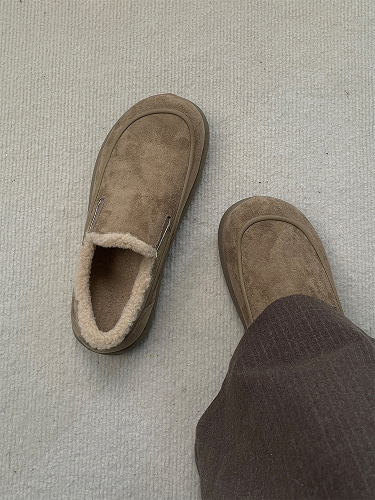 男鞋秋冬2025新款加绒保暖棉鞋一脚蹬勃肯鞋休闲男士皮鞋雪地靴子