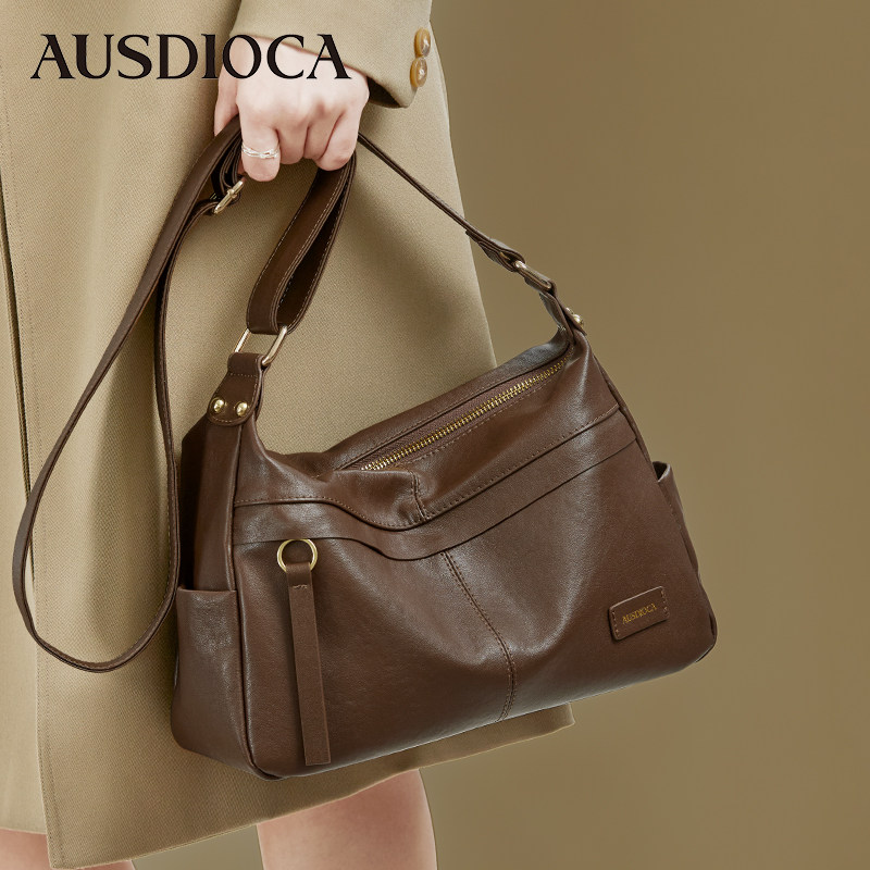 真皮包包女2026新款时尚大容量中年妈妈包头层牛皮女士单肩斜挎包