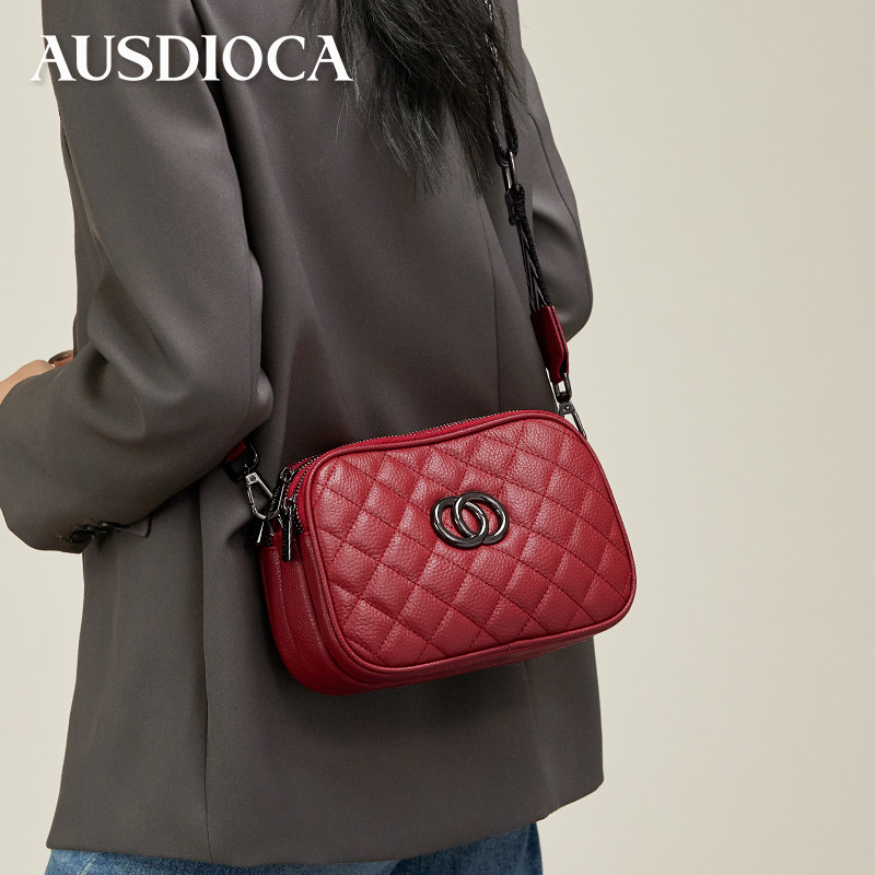 AUSDIOCA/澳迪佳2025新款小方包女包真皮相机包菱格小香风斜挎包,箱包皮具/热销女包/男包,通用款女包,淘宝优惠券,粉丝福利购,淘宝优惠卷