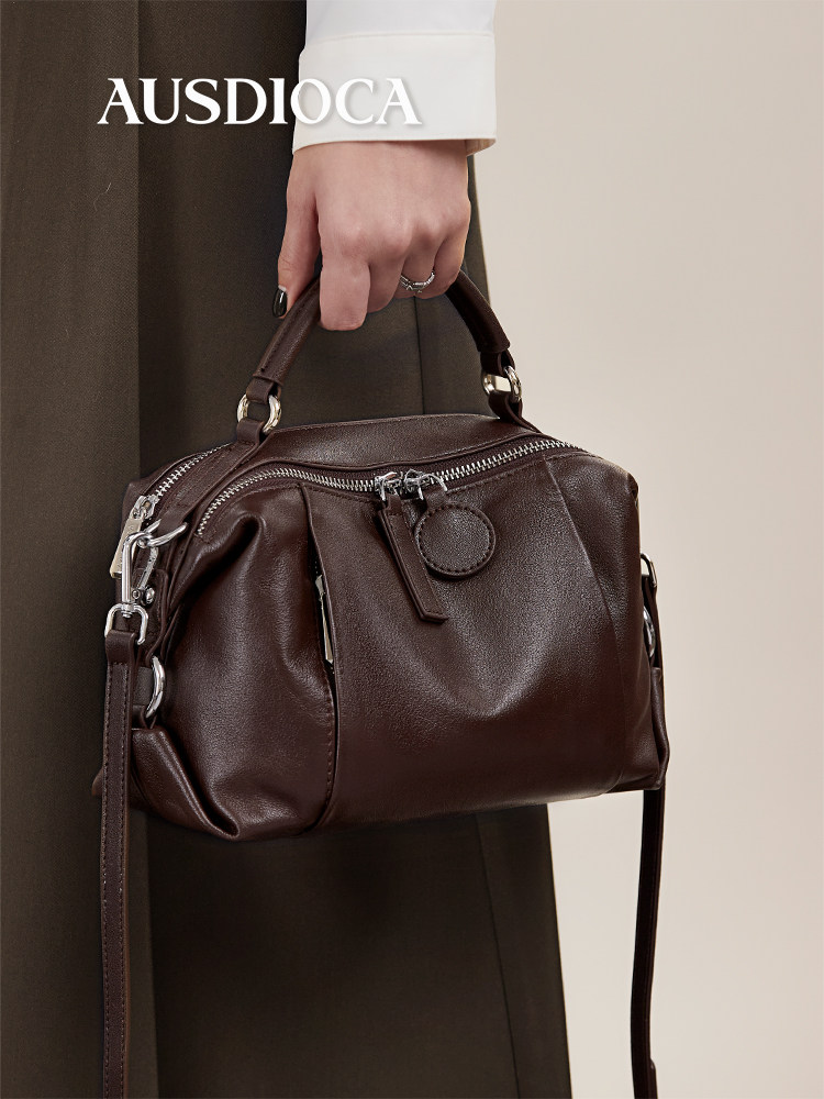 Кожаная сумка женская, новинка 2025 года, модная сумка для поездок на работу, сумка через плечо из воловьей кожи, повседневная женская сумка-мессенджер Изображение 1