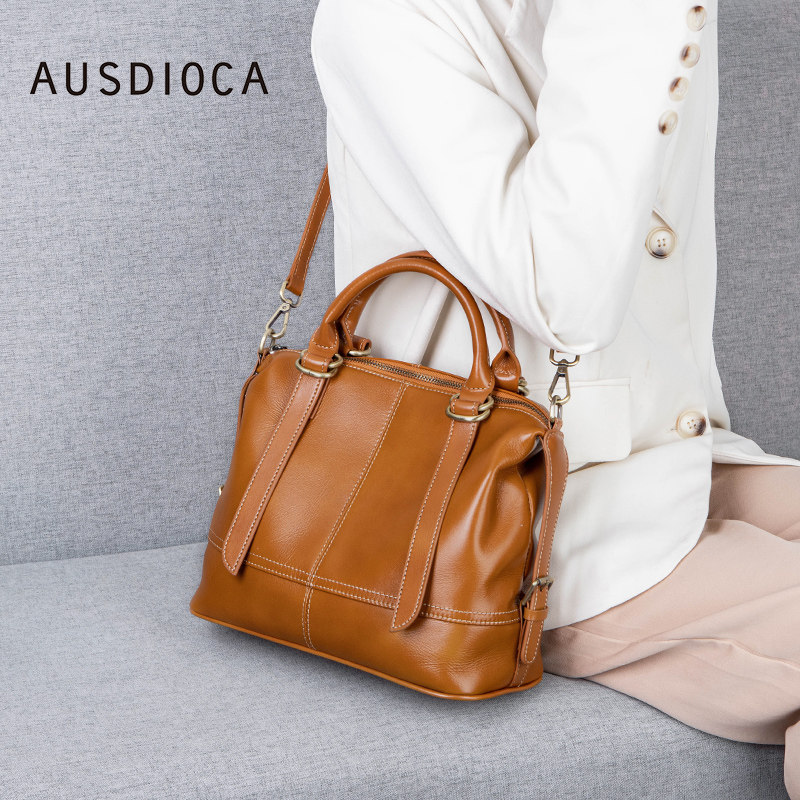 真皮包包女2024新款时尚贝壳包大容量头层牛皮休闲软皮女士斜挎包