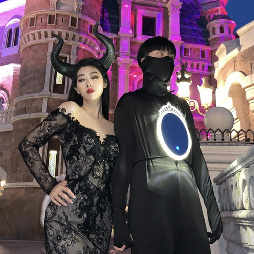 万圣节沉睡魔咒仙女教母牛角发箍女王网红cos恶毒女配拍照道具