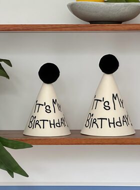 itsmybirthday手绘涂鸦生日无纺布帽子生日派对布置氛围道具宝宝