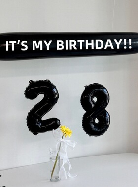 ins韩国IT'SMYBIRTHDAY生日派对长条气球套餐装饰极简数字HBD道具