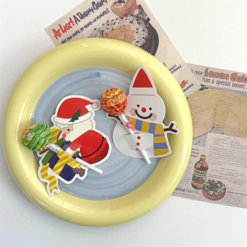 ins风圣诞节糖果纸卡棒棒糖卡片雪人老人麋鹿姜饼人送礼烘焙道具