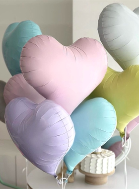 ins韩国磨砂爱心气球婉约之心22寸铝膜生日告白情人节马卡龙派对