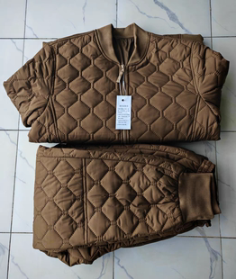 正版新款棕色寒区保暖棉衣裤套装男冬P棉轻薄款内穿两件套棉衣裤