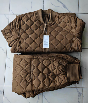 正版新款棕色寒区保暖棉衣裤套装男冬P棉轻薄款内穿两件套棉衣裤