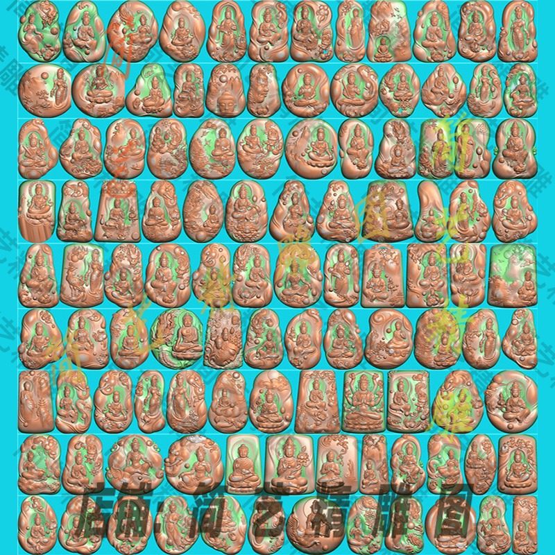 108张打包精雕图玉雕刻挂件山水随形观音佛jdp BMP文殊普贤浮雕图