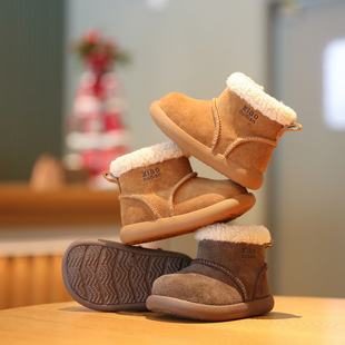 小步点女宝宝冬鞋加绒保暖男宝鞋子婴儿软底学步鞋儿童棉鞋雪地靴