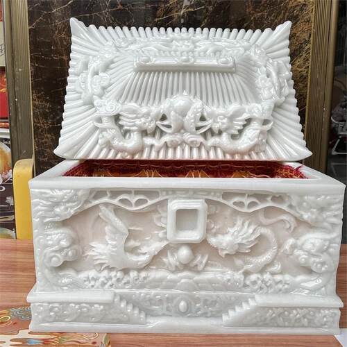 新品殡葬骨灰盒33百福玉石墓穴迁坟棺材陪葬品防潮寿盒