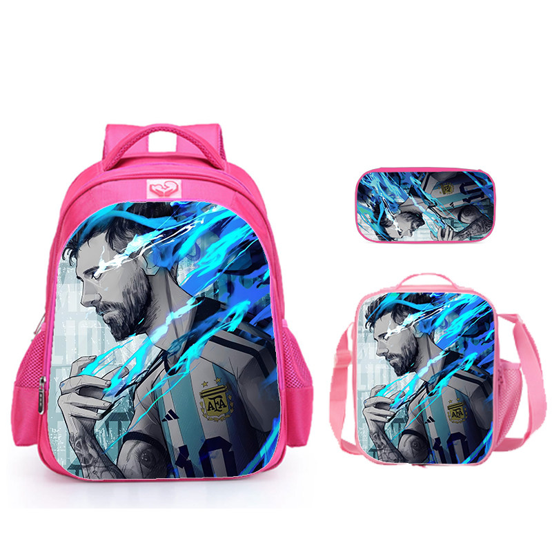 简约百搭儿童三件套-牛津纺书包+餐包+笔袋卡通印花款