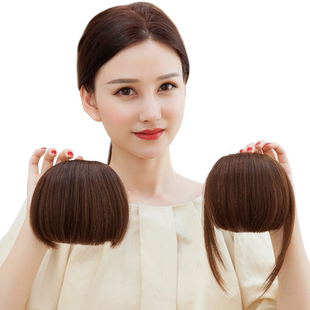 加厚齐刘海假发片真发刘海假发女假刘海自然前额流海发片真人发丝