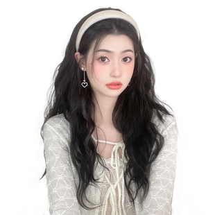 水波纹发箍假发女长发半头套一体仿真发自然无痕高颅顶卷发假发片
