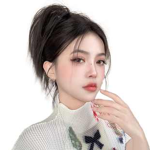 喷泉高马尾假发辫子女辣妹瀑布鸡窝头抓夹式丸子头发饰高颅顶发夹