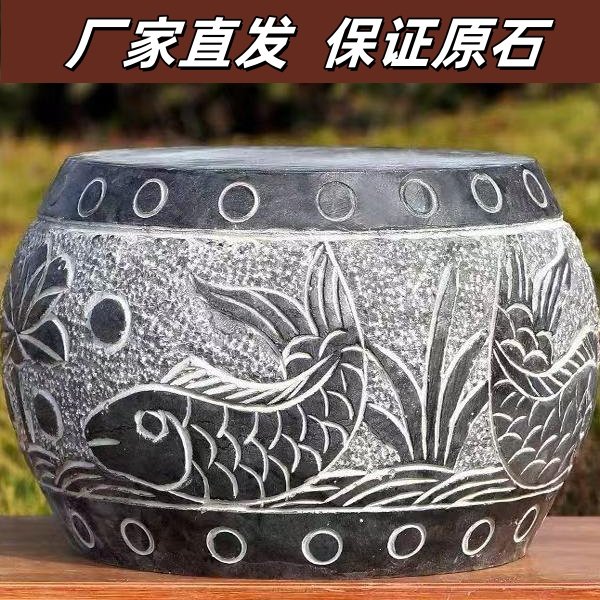 天然石材柱墩石青石剁斧空心圆柱底座柱顶石木柱半圆柱脚石墩子