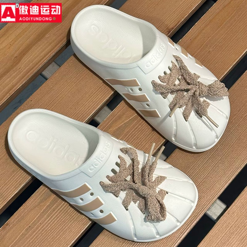 阿迪达斯男女鞋2025夏新款户外轻便透气洞洞鞋休闲运动凉鞋JQ2117
