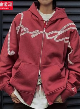 Nike耐克夹克男装2025春新款印花加绒宽松运动连帽外套HF9296-691