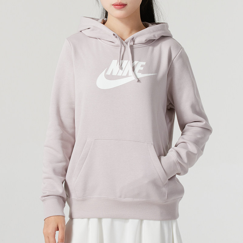 Nike耐克女装2024冬季简约百搭针织保暖卫衣连帽套头衫DQ5776-019