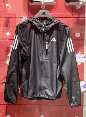 阿迪达斯夹克男装2025秋款梭织经典三条纹休闲运动连帽外套IN1483