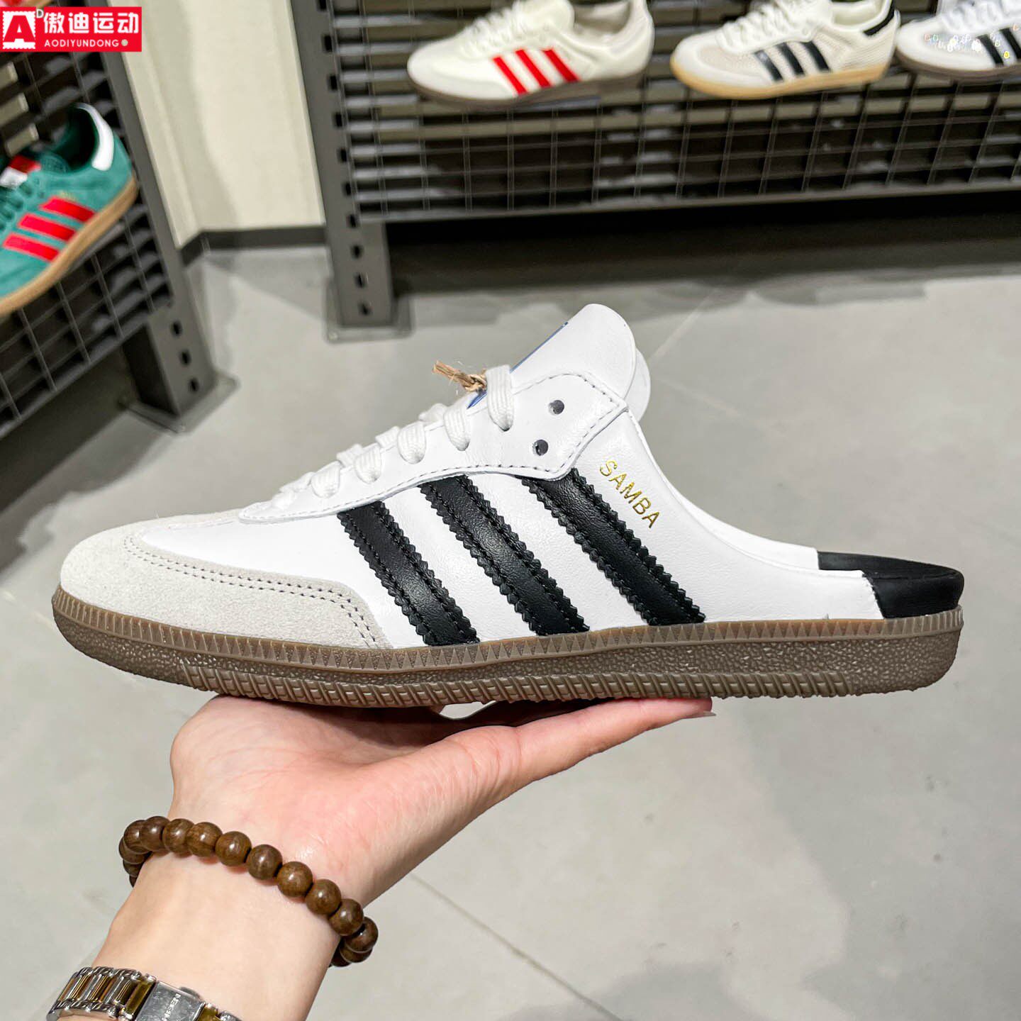Adidas阿迪达斯26夏新款男女耐磨半拖穆勒鞋运动T头鞋拖鞋 LB3814