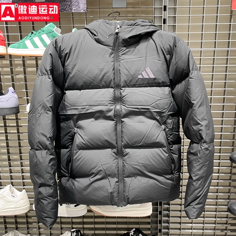 阿迪达斯羽绒服男保暖黑色外套