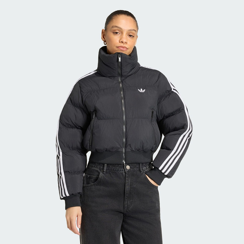 Adidas三叶草女子2026冬新款宽松短款棉服高领休闲运动外套KT4231