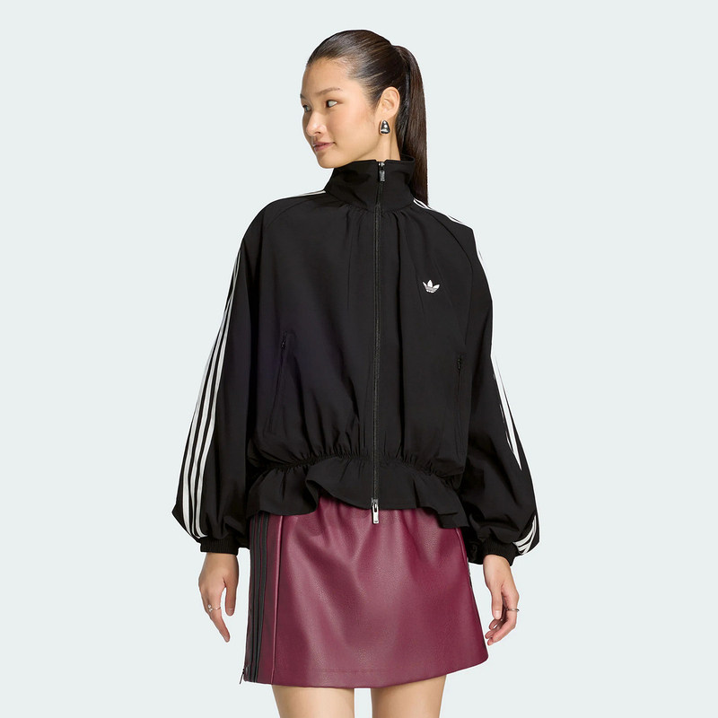 Adidas三叶草女子2026秋新款时尚百搭户外休闲运动黑色外套LG4075