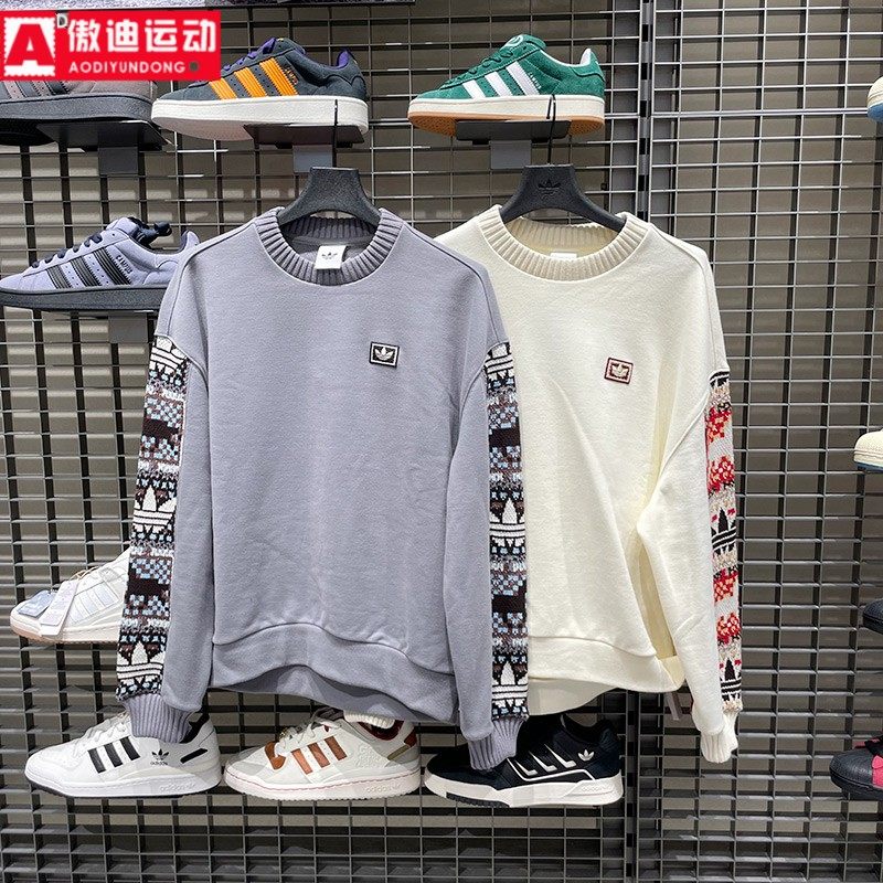 阿迪达斯三叶草女装2026春新款宽松圆领运动套头卫衣 IA8930 8931