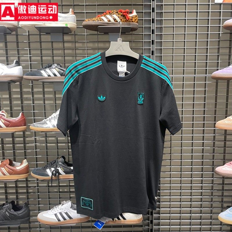 阿迪达斯三叶草男装2025秋利物浦足球休闲文化纯棉短袖T恤 JW5470