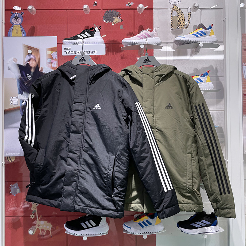 阿迪达斯棉服防水运动连帽棉衣