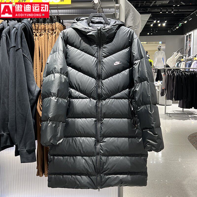 耐克男羽绒服2025冬款风行者拒水保暖连帽休闲中长外套HV2720-010