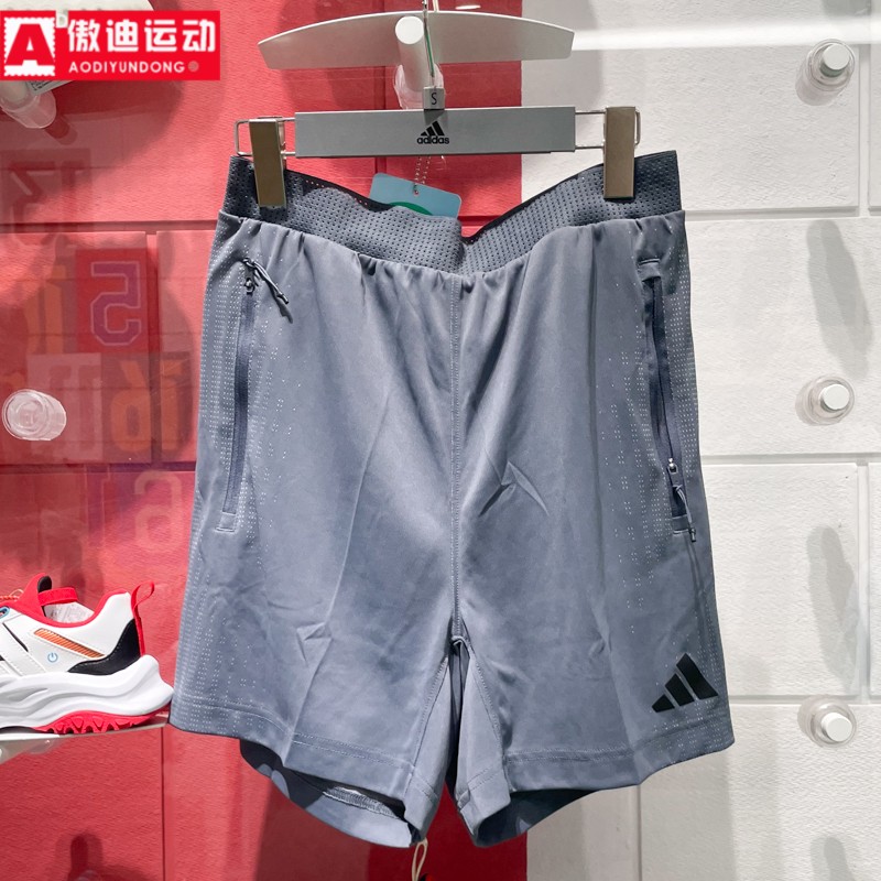 阿迪达斯男裤2025夏款舒适速干透气休闲裤训练健身运动短裤JI8190